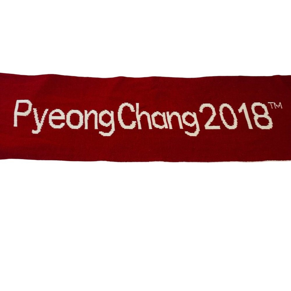 PyeongChang 2018 Official Red Olympic Winter Games Scarf Wordmark Jinyoung - Picture 3 of 12